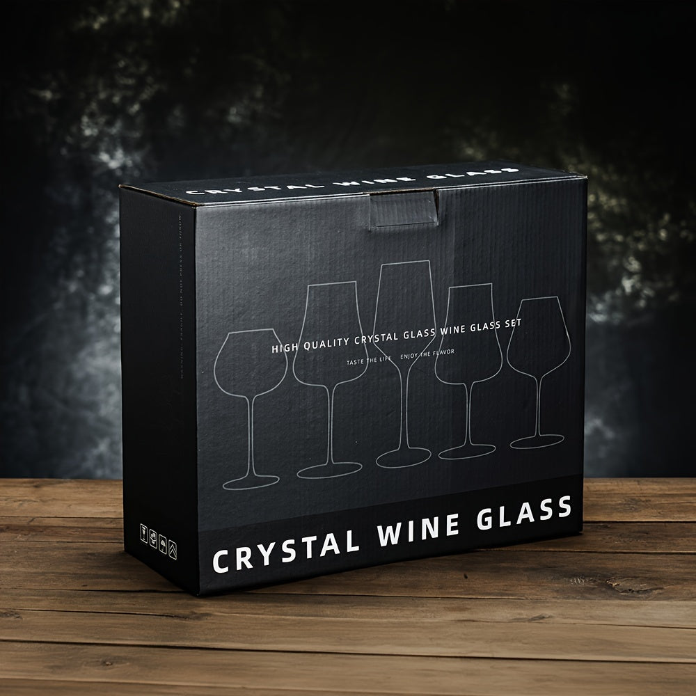 4 Piece Wine Glass Set (Gift Boxed) - Crystal Clear Stem Glasses 12.5oz
