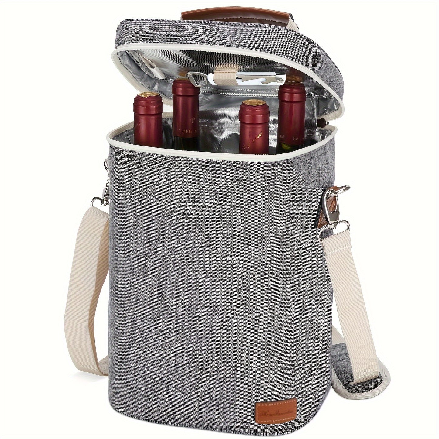 Thermal bag for 4 bottles of wine - with wine opener included
