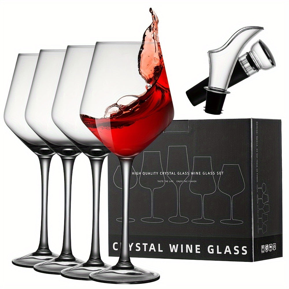 4 Piece Wine Glass Set (Gift Boxed) - Crystal Clear Stem Glasses 12.5oz