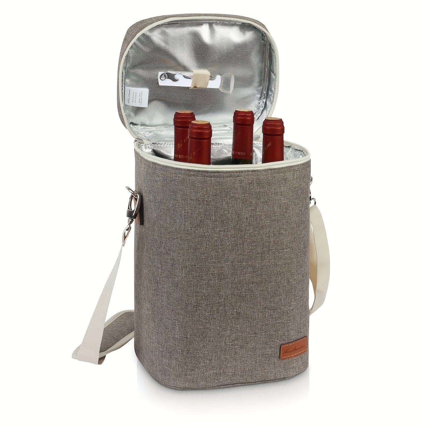 Thermal bag for 4 bottles of wine - with wine opener included