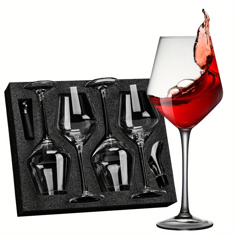 4 Piece Wine Glass Set (Gift Boxed) - Crystal Clear Stem Glasses 12.5oz