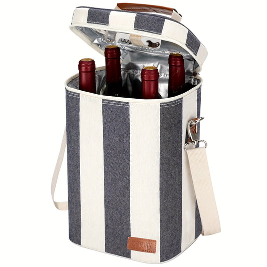 Bolsa térmica com abridor de vinho incluso (Último modelo) - Suporta 4 garrafas