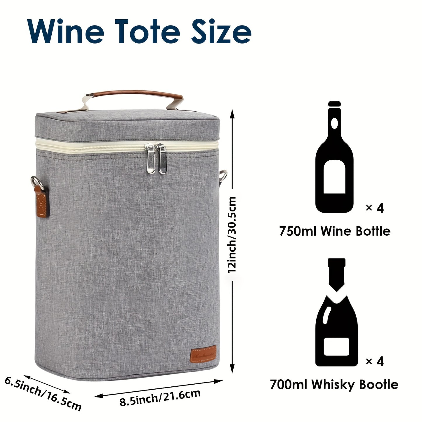 Bolsa térmica para 4 garrafas de vinho - com abridor de vinho incluso