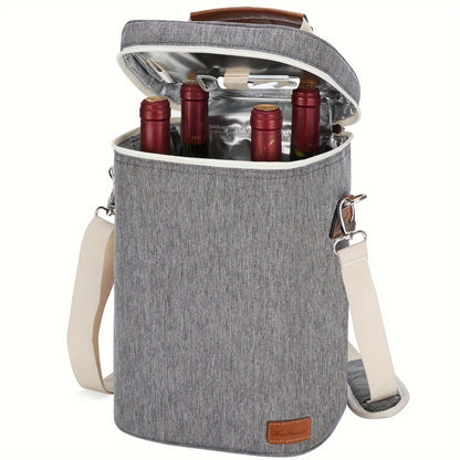 Bolsa térmica para 4 garrafas de vinho - com abridor de vinho incluso