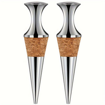 2pcs Premium Metal Wine Stoppers - Perfect and Ideal for Kitchens and Dining