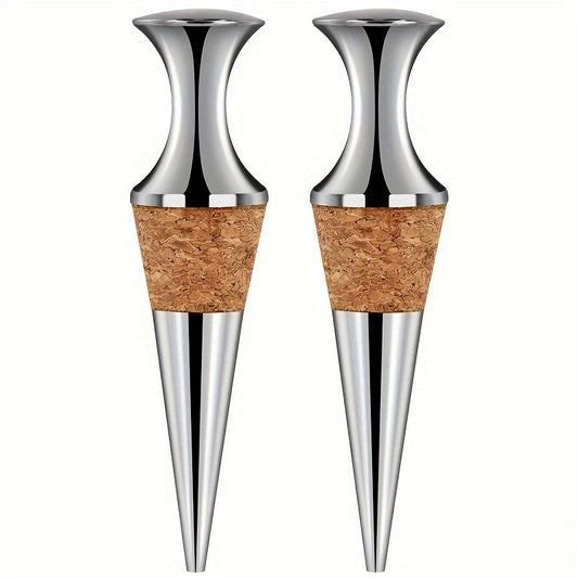 2pcs Premium Metal Wine Stoppers - Perfect and Ideal for Kitchens and Dining