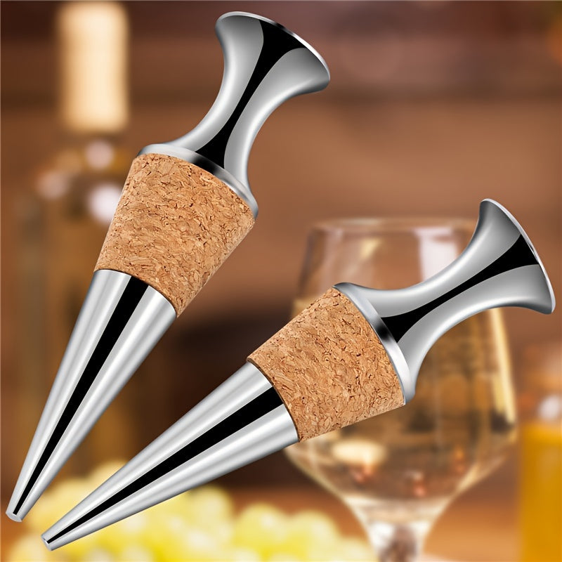 2pcs Premium Metal Wine Stoppers - Perfect and Ideal for Kitchens and Dining