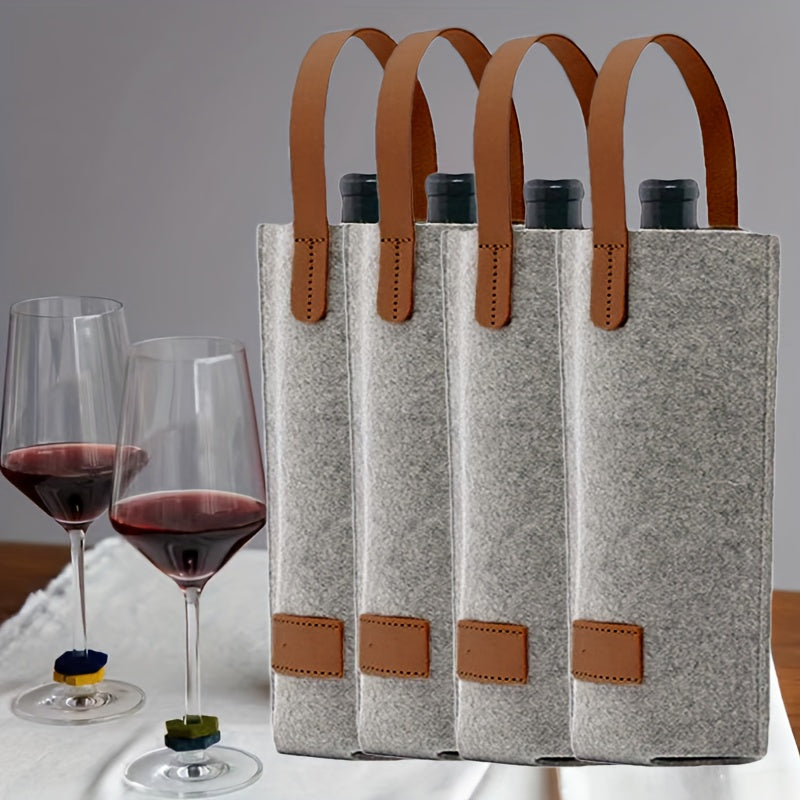 (4 unidades) Bolsa de feltro para vinho - Bolsa de armazenamento