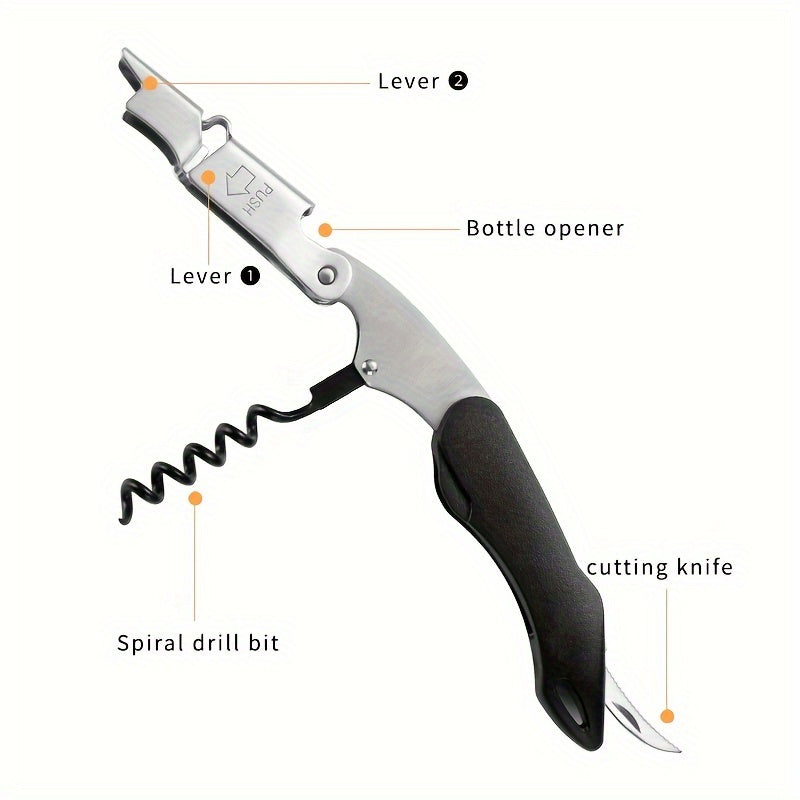 Multifunctional stainless steel corkscrew