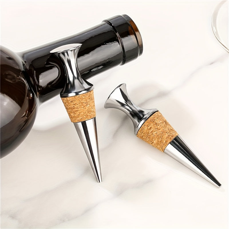 2pcs Premium Metal Wine Stoppers - Perfect and Ideal for Kitchens and Dining