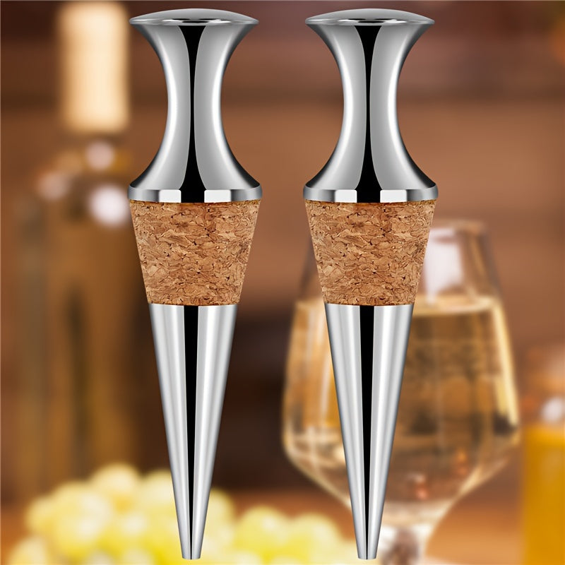 2pcs Premium Metal Wine Stoppers - Perfect and Ideal for Kitchens and Dining