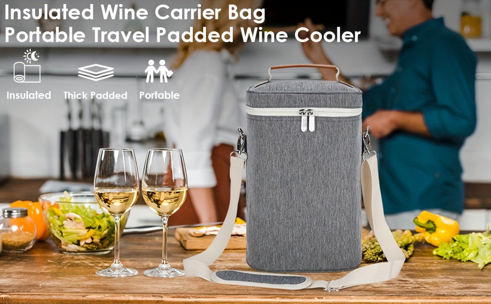 Bolsa térmica para 4 garrafas de vinho - com abridor de vinho incluso