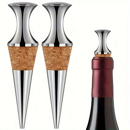 2pcs Premium Metal Wine Stoppers - Perfect and Ideal for Kitchens and Dining