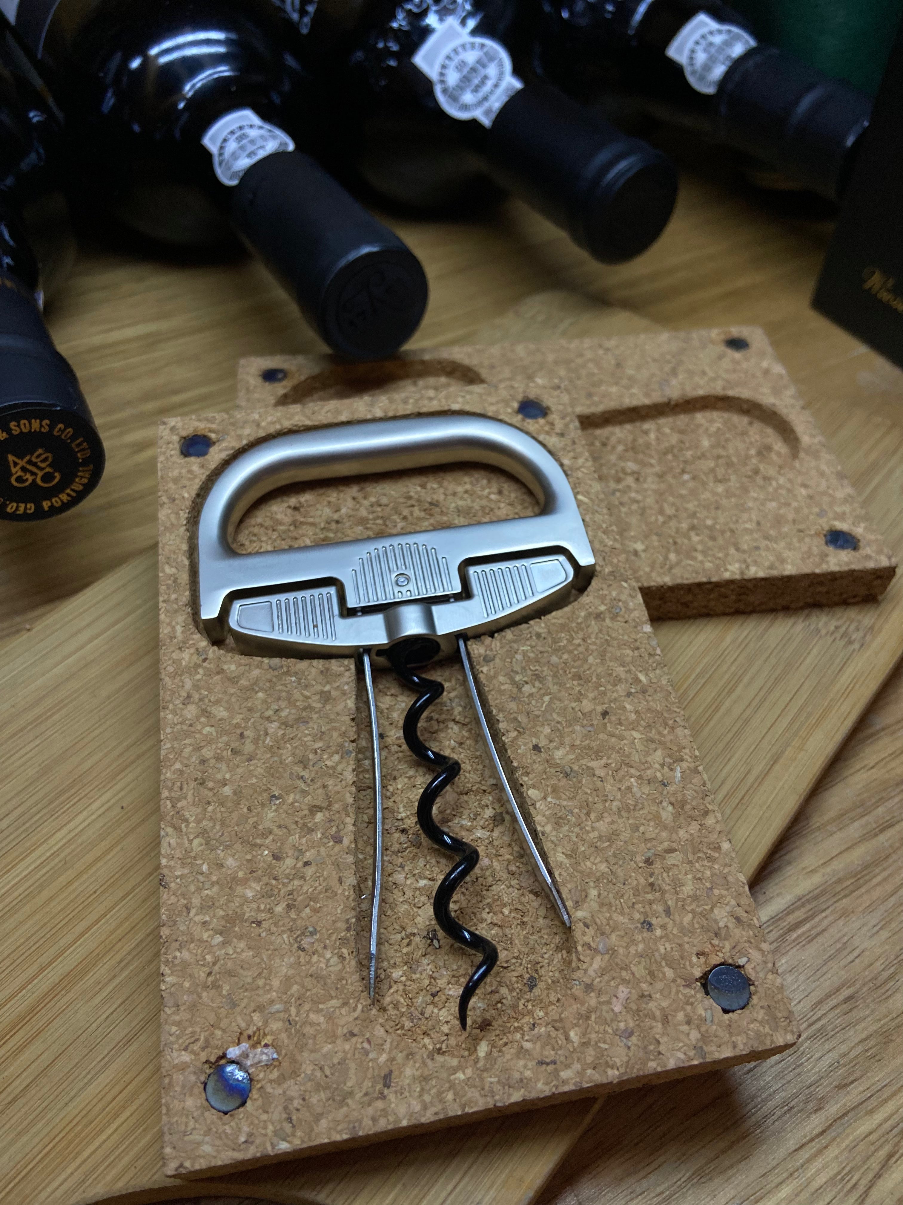 Abridor de vinho de aço inoxidável premium - com saca-rolhas e suporte